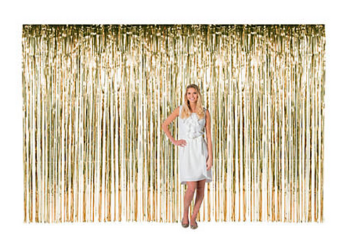 Large Gold Metallic Fringe Backdrop Curtain
