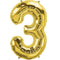 34" Gold Number 3 Balloon