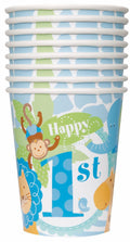 Blue Safari 1st Birthday Cups 9oz 8ct