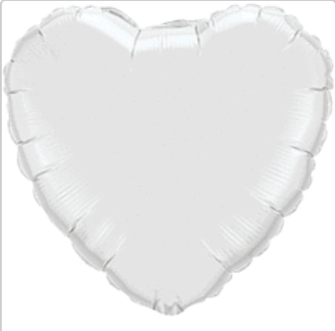 18" White Heart Balloon #96
