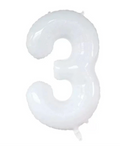 34" White Number 3 Balloon