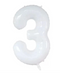 34" White Number 3 Balloon