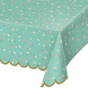 FLORAL TEA PARTY TABLE COVER PLASTIC