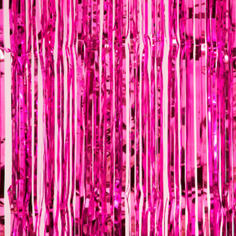 Bright Pink Foil Door Curtain 36IN X 96IN