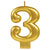 Metallic Gold Numeral 3 Candle