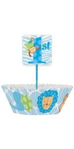 Blue Safari 1st Birthday Cupcake Kit 24ct