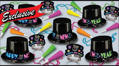 NEW YEAR NEON PARTY ASSORTED FOR 10 PEOPLE
