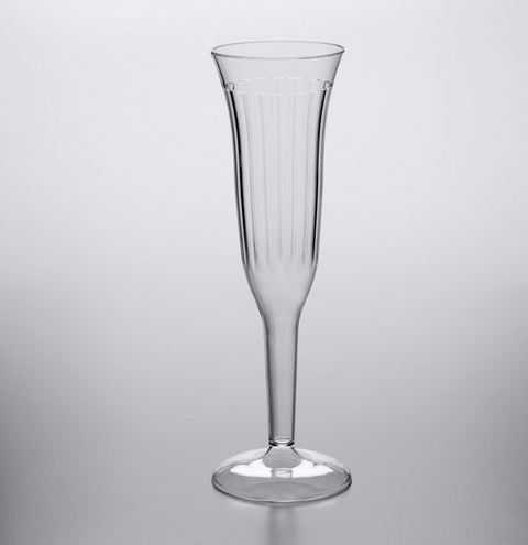 Visions 5 oz. Clear 1-Piece Plastic Champagne Flute 8ct.