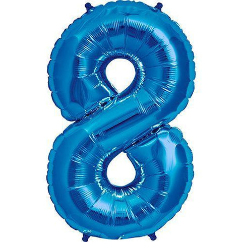 34" Blue Number 8 Balloon