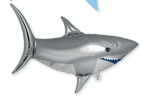 37" SHARK PARTY METALLIC SHAPED BALLOON PACKAGE
