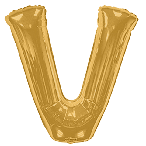 34"  Gold Letter V Balloon