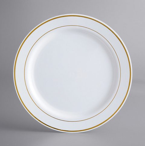 9" WHITE PLATE W/ GOLD HOT STAMP - 50CT