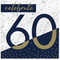 Navy & Gold Milestone 60th Lunch Napkins 16ct.