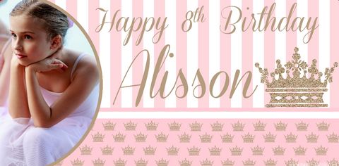 Enchanted Pink and Gold Birthday Custom Banner