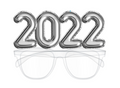 New Years 2022 Balloon Number Glasses - Silver
