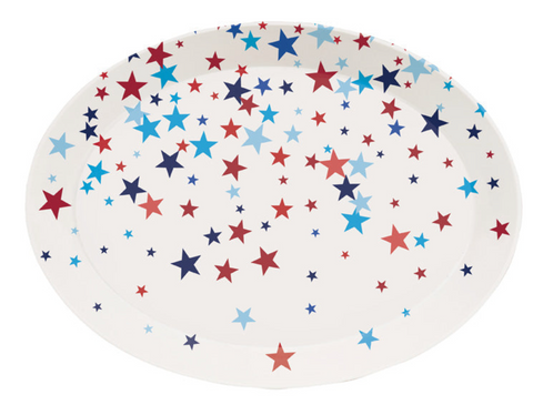 1CT  PLASTIC OVAL PATRIOTIC TRAY SHAPED