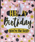 Happy Birthday Gold/Pink/Black Medium Gift Bag