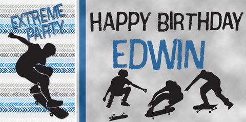 Skateboarding Birthday Custom Banner