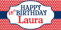 Red and Navy Dots Birthday Custom Banner