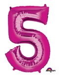34" Hot Pink Number 5 Balloon