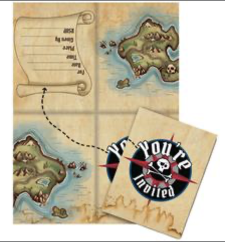 Pirates Map Invites