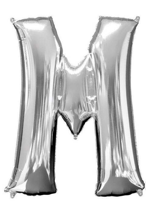34" Silver Letter M Balloon