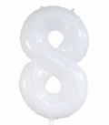 34" White Number 8 Balloon