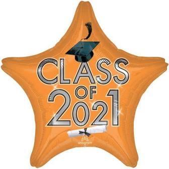 18" Class of 2021 Orange Balloon