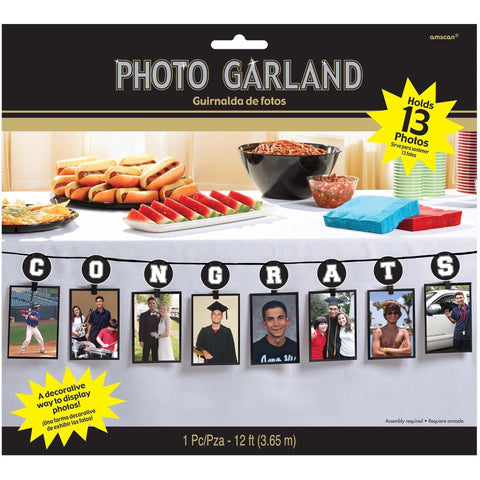 Grad Photo Garland - Black, Silver, Gold