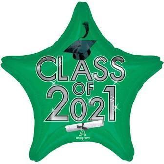 18" Class of 2021 Green Balloon