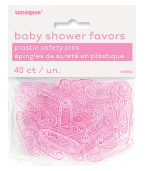 40 BABY PIN PINK PLASTIC FAVORS