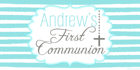 Striped Blue and White Communion Custom Banner