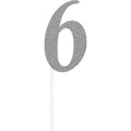 Silver Number 6 Cake Topper