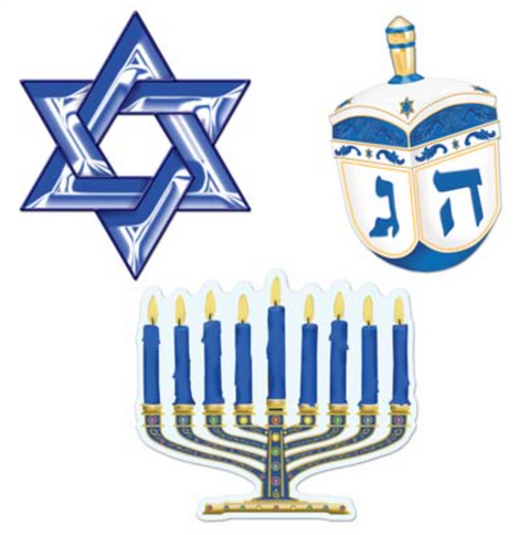 9½" Double-Sided Hanukkah Cutouts 3ct