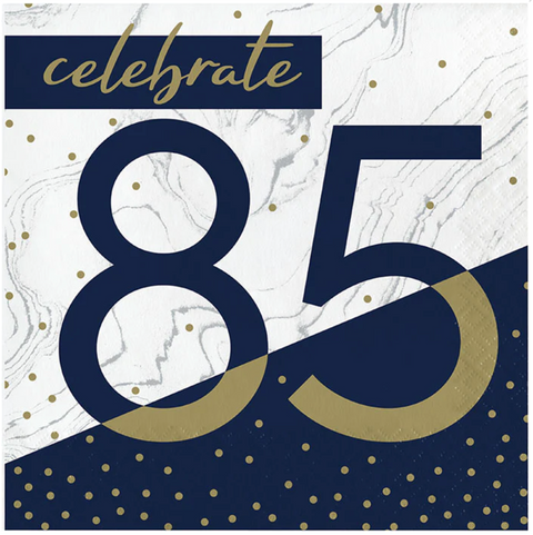 Navy & Gold Milestone 85th Lunch Napkins 16ct.
