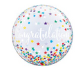 22" Congratulations Confetti Stars Bubble Balloon