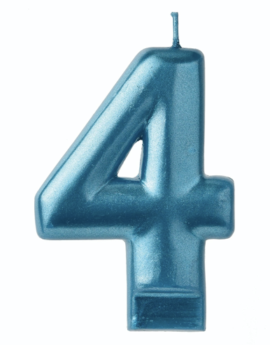 Numeral Candle #4 - Blue