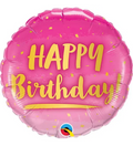 18" Birthday Gold & Pink Balloon #114