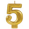 Metallic Gold Numeral 5 candle
