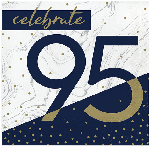 Navy & Gold Milestone 95th Lunch Napkins 16ct.