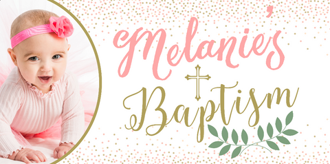 Sparkling Pink and Gold Baptism Custom Banner