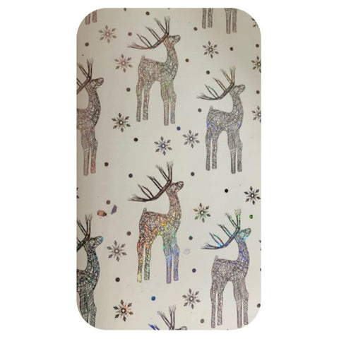 Silver Holographic Deer Gift Wrap 24"x50'