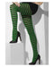 Striped Green and Black Opaque Tights (One Size)