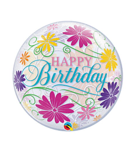 22" Birthday Flowers/Filigree Bubble Balloon
