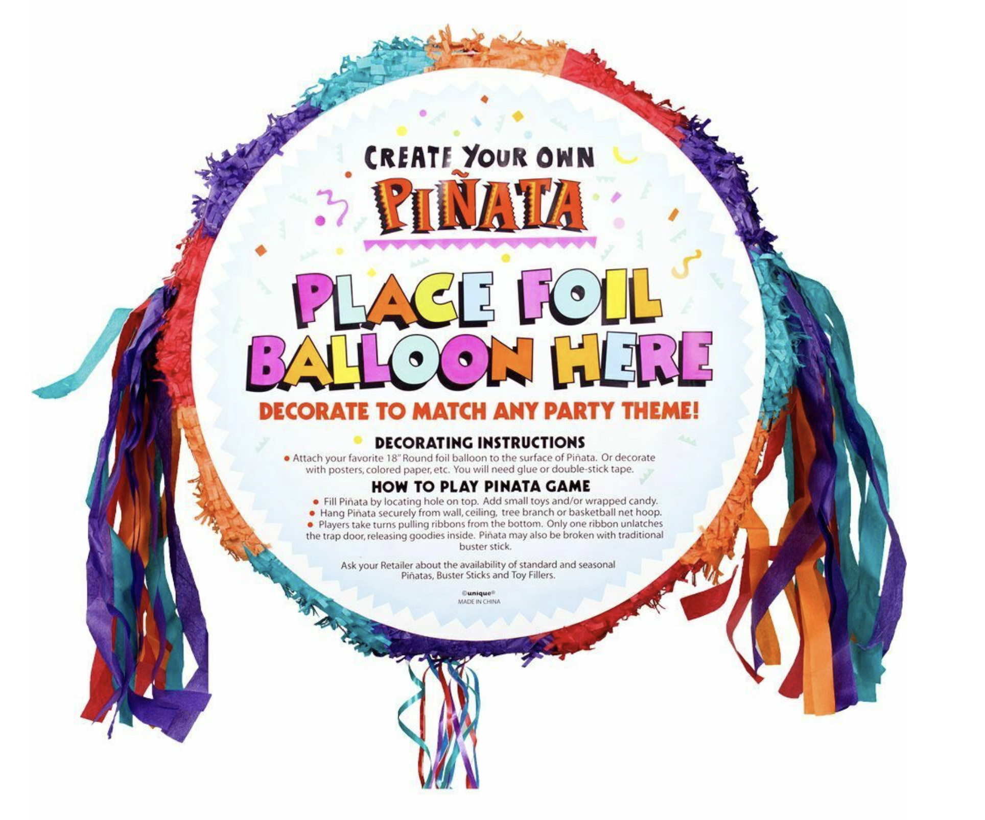 Colorful Happy Birthday Round Pinata Drum - China Round Pinata