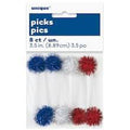 8CT RED/BLUE/SILVER FOOD COCKTAIL PICKS
