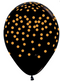 Sempertex 11" Black Gold Confetti Latex Balloons 50ct.