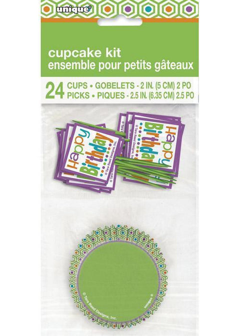 Citrus Dot Happy Birthday Cupcake Kit 24ct