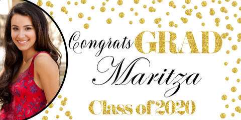 Sparkling Gold and Black Class of Graduation Custom Banner