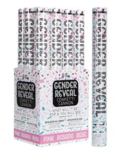 18" PINK GENDER REVEAL CONFETTI CANNON 1CT